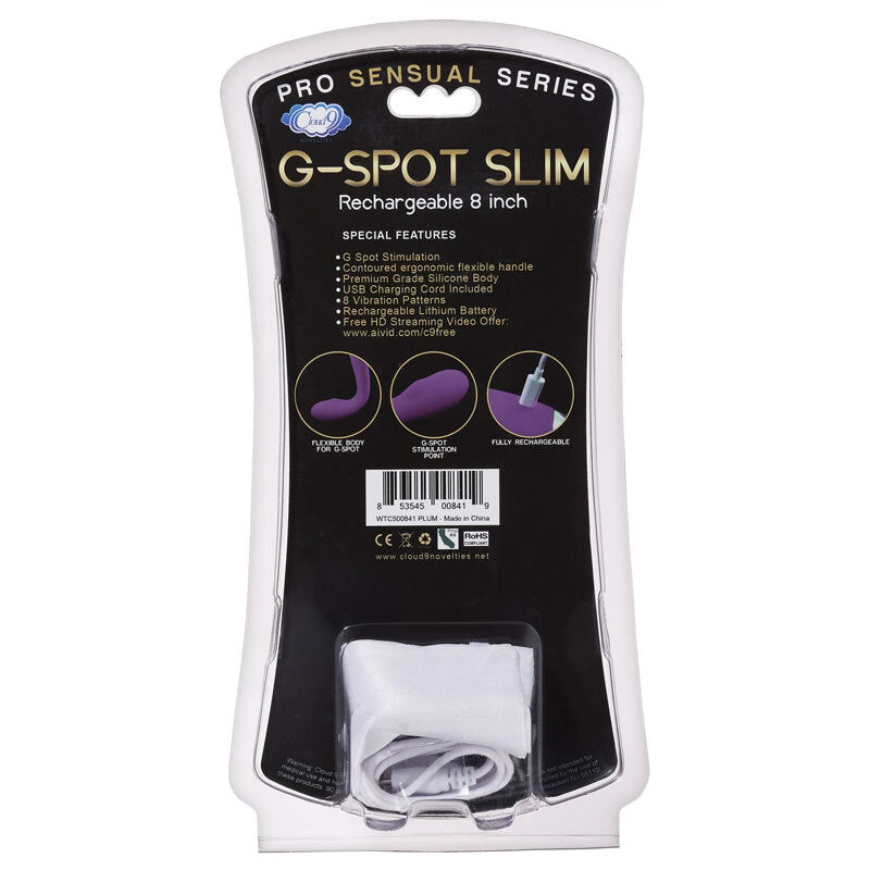 Cloud 9 Novelties Rechargeable 8 Inch G Spot Slim Vibrator