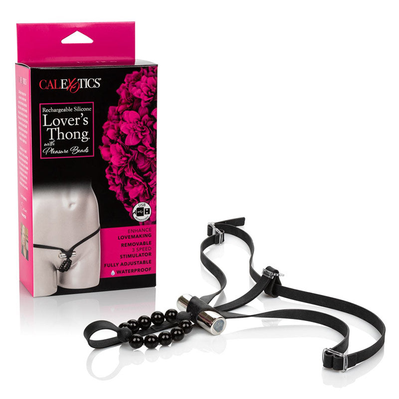 Rechargeable Silicone Lovers Thong with Pleasure Beads
