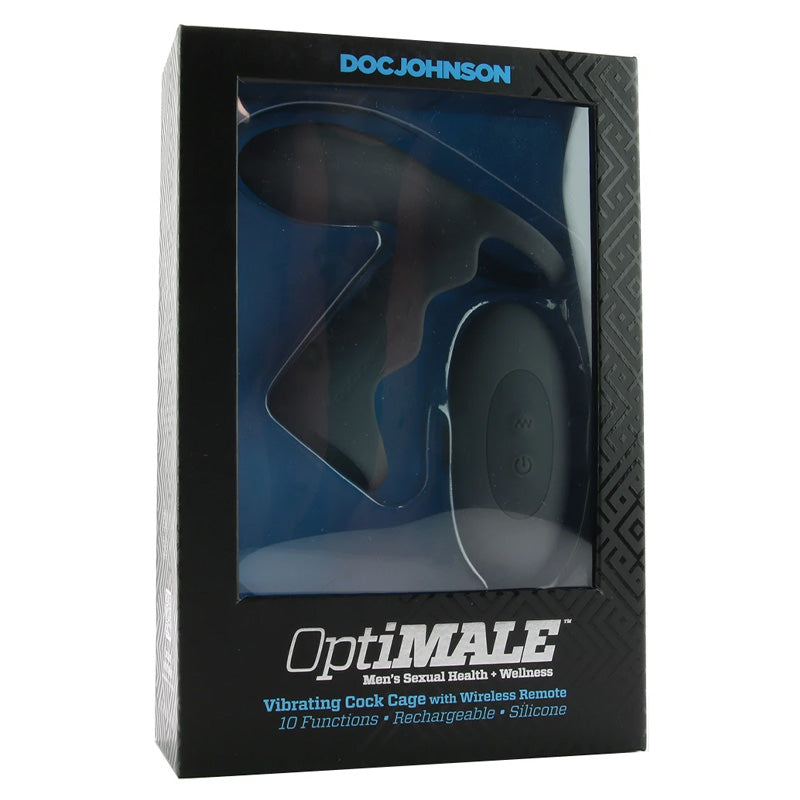 OptiMale Vibrating Cock Cage with Wireless Remote Rechargeable Silicone