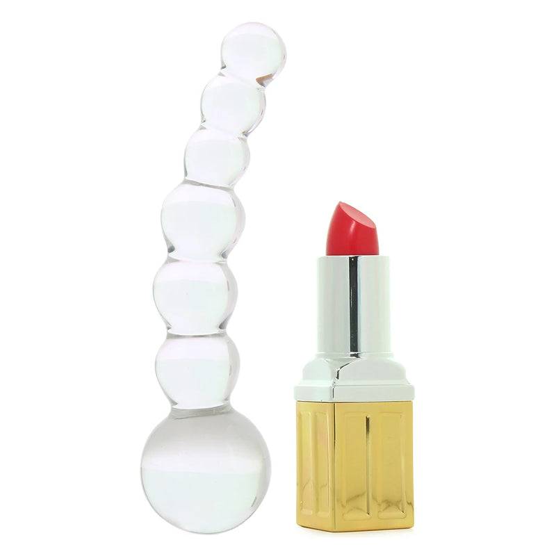 5 Inch Curved Glass Beaded Dildo
