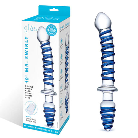 10 Inch Mr. Swirly Double Ended Glass Dildo & Butt Plug