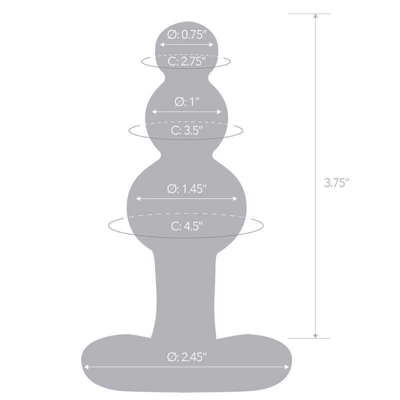 4 Inch Beaded Glass Butt Plug with Tapered Base