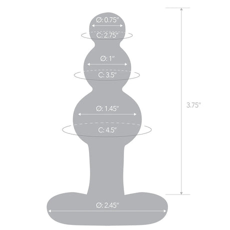 4 Inch Beaded Glass Butt Plug with Tapered Base