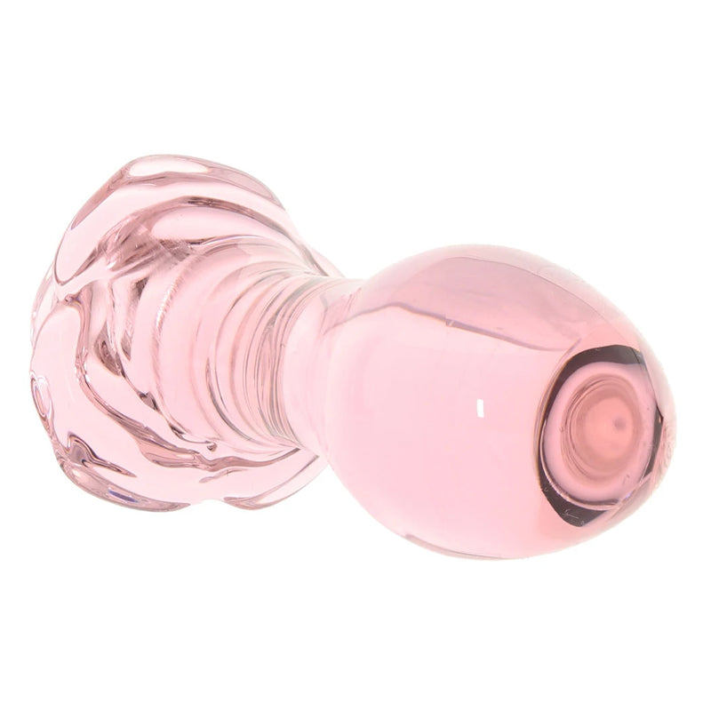 5 Inch Rosebud Glass Butt Plug