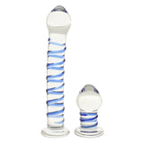 Double Penetration Glass Swirly Dildo & Buttplug Set
