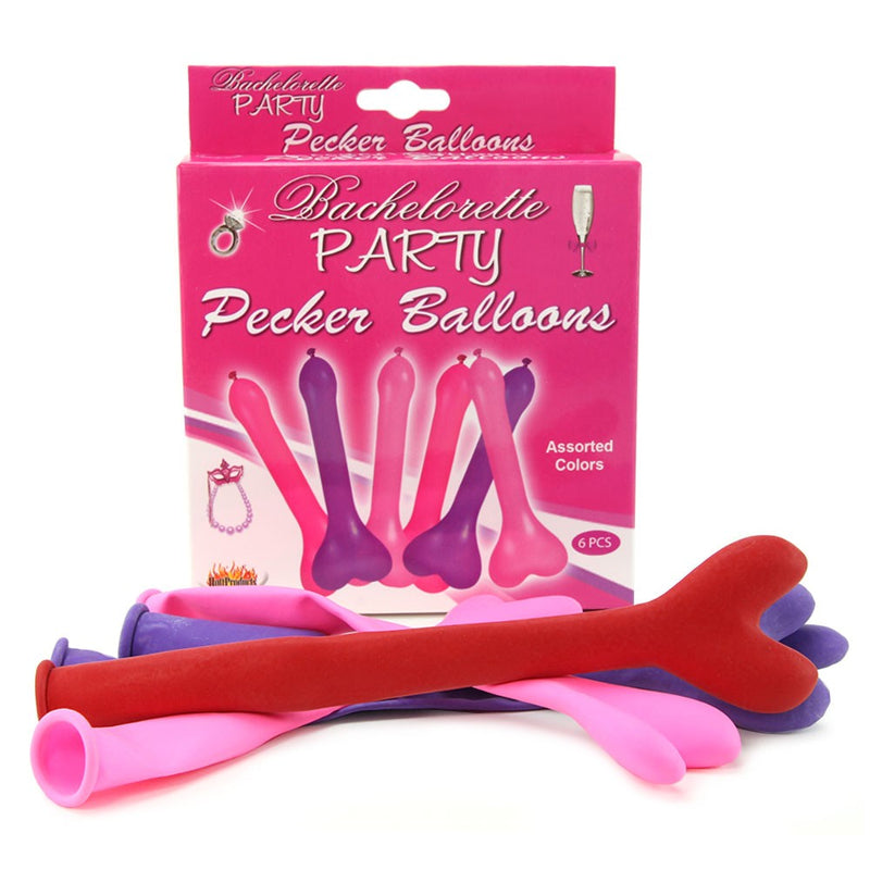 Pecker Balloons Assorted Colors 6 Piece Box