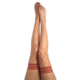 Kixies Claudia Large Diamond Red Fishnet Thigh High