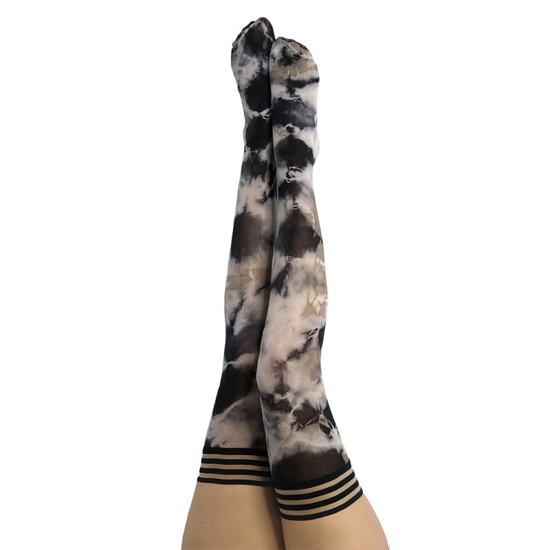Kixies Mackenzie Black and Tan Tie Dye Tights