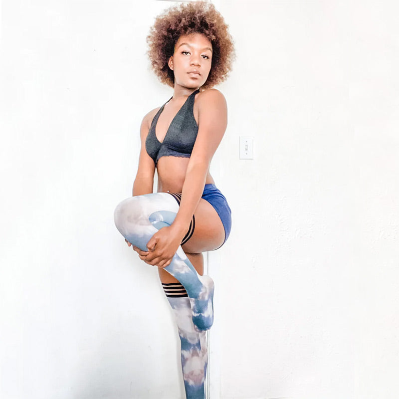 Kixies Mackenzie Black and Tan Tie Dye Tights