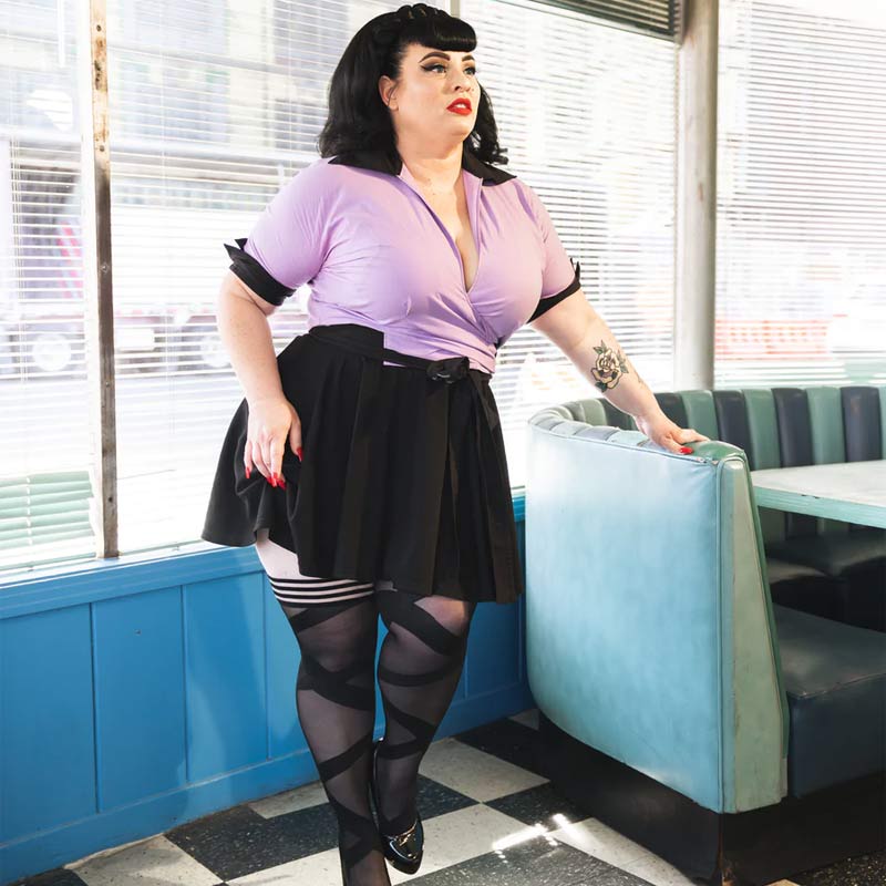 Kixies Jackie Black Ballet Thigh Highs