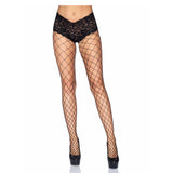 Leg Avenue - Diamond Net Pantyhose With Sexy Lace Boy Short Top