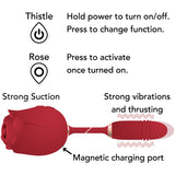 The Rose and Thistle Premium Suction and Thrusting Stimulator Red