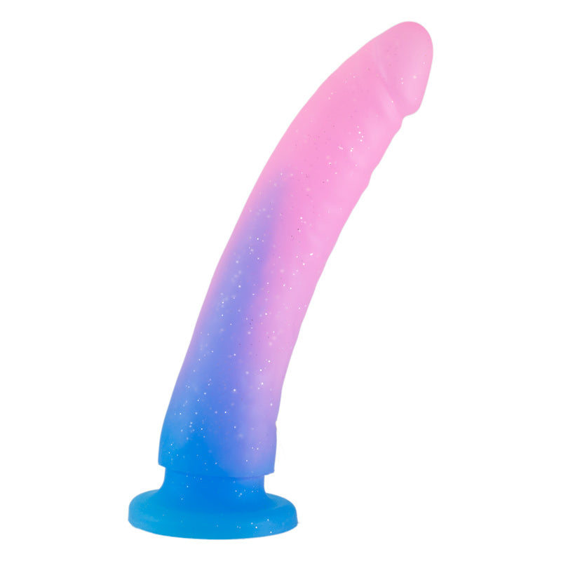 Sparkle Dong 4 With Suction Cup Blue and Pink 6.25 inch - Packed In Sealed Foil Bags