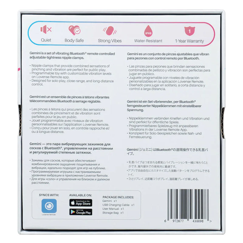 Gemini Bluetooth Vibrating Nipple Clamps