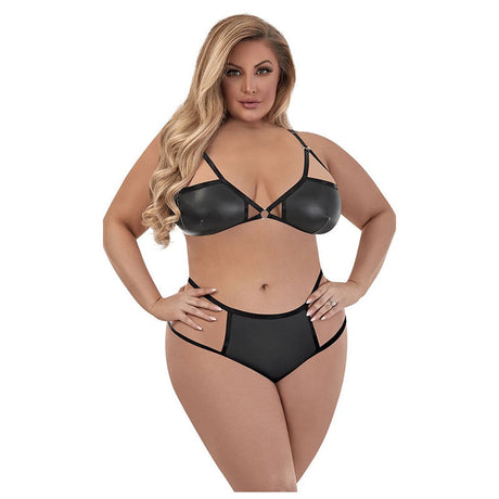 Matte Onyx Demi Bra And Crotchless Panty