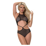 Forever Mesh Crotchless Underboob Teddy with Split Back