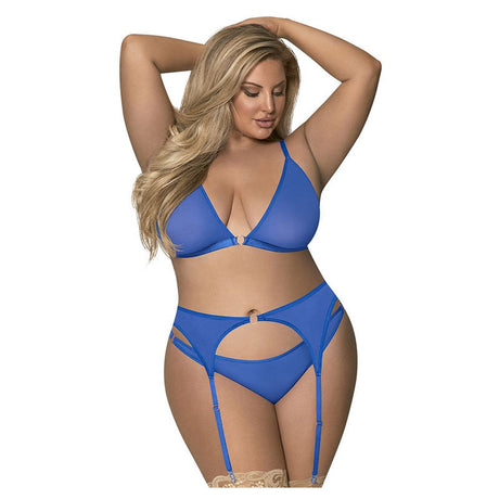 Sassy Bra, Garter And Rouched Panty