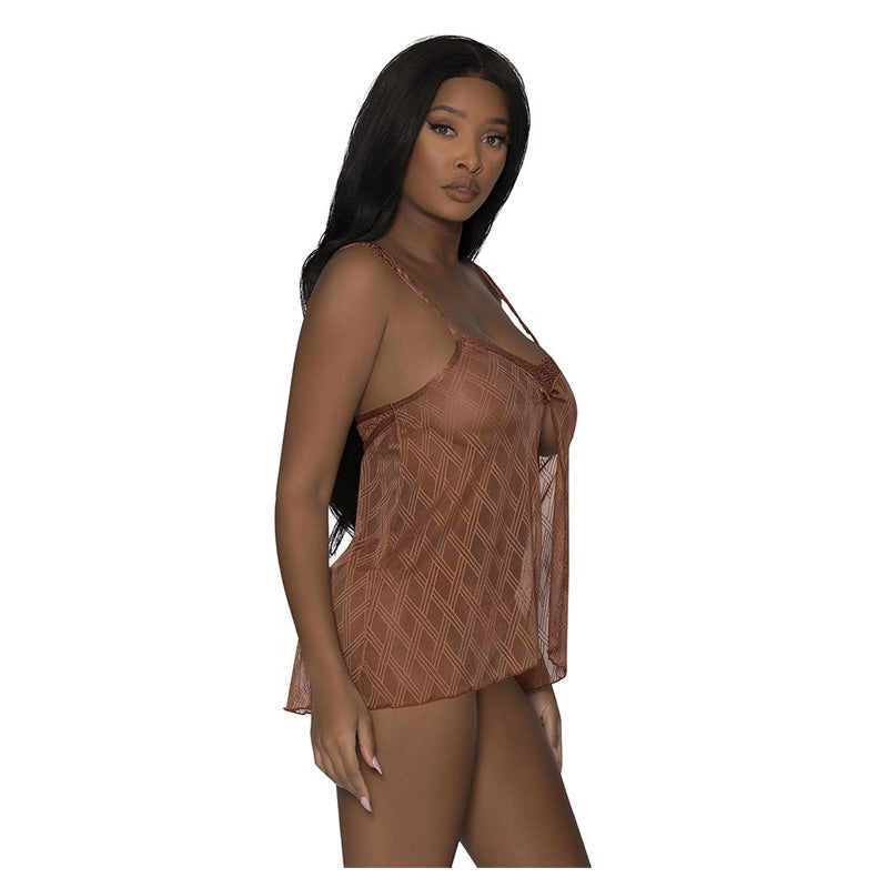 Caramel Kiss Fly Away Baby Doll And Thong Set
