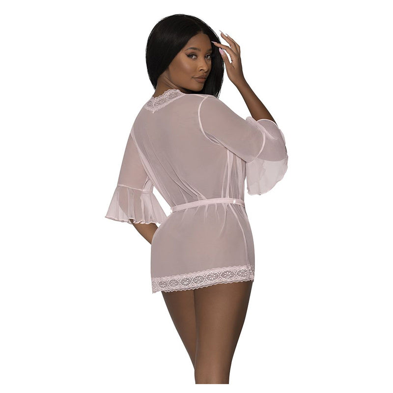 Seabreeze Flutter Sleeve Robe with Lace Trim