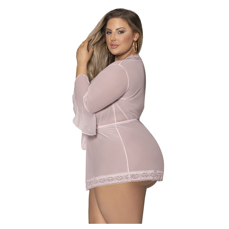 Seabreeze Flutter Sleeve Robe with Lace Trim