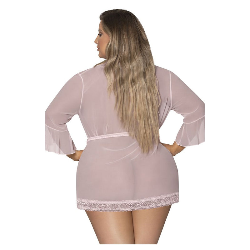 Seabreeze Flutter Sleeve Robe with Lace Trim