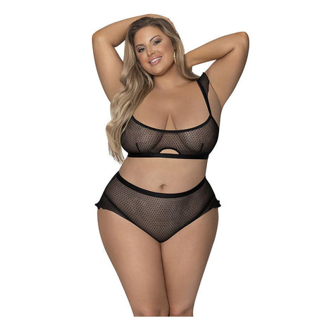 Girl Next Door Flutter Sleeve Keyhole Bralette And Panty Set