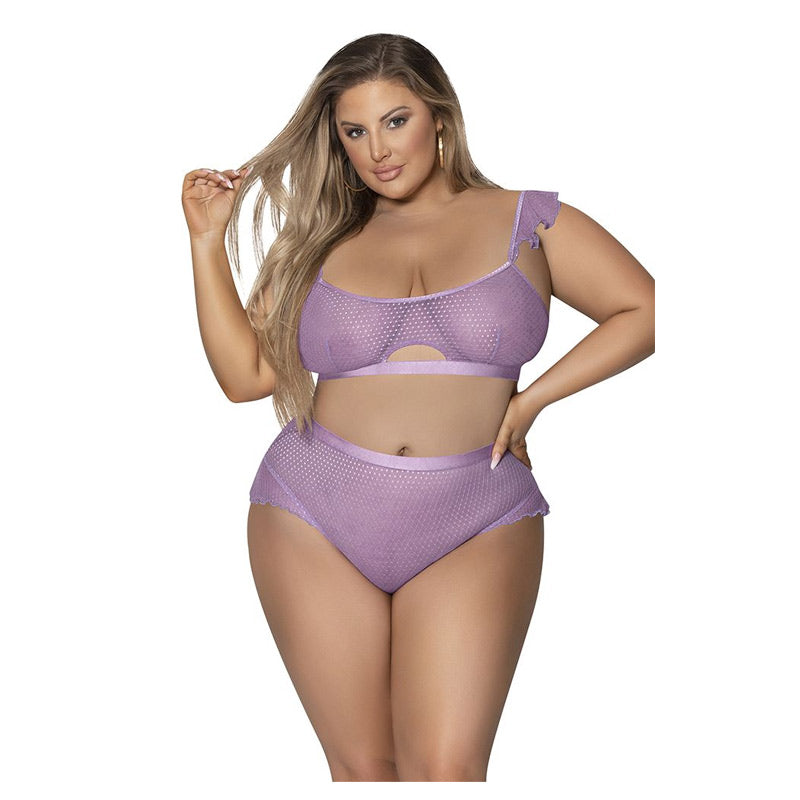 Girl Next Door Flutter Sleeve Keyhole Bralette And Panty Set