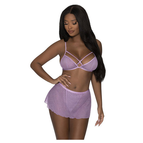 Girl Next Door Strappy Bralette with Flirty Thong Skirt