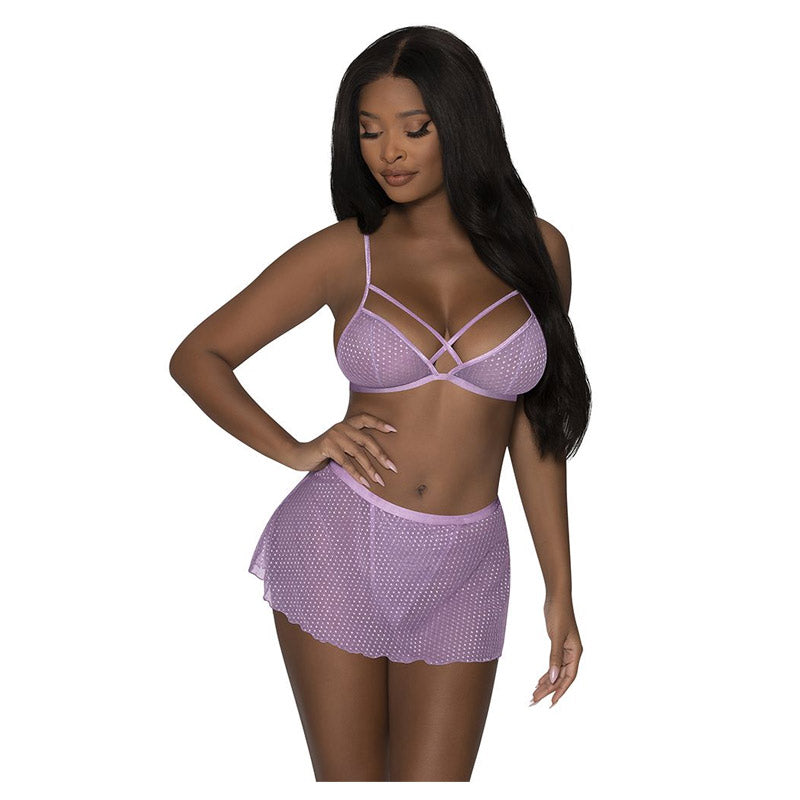 Girl Next Door Strappy Bralette with Flirty Thong Skirt