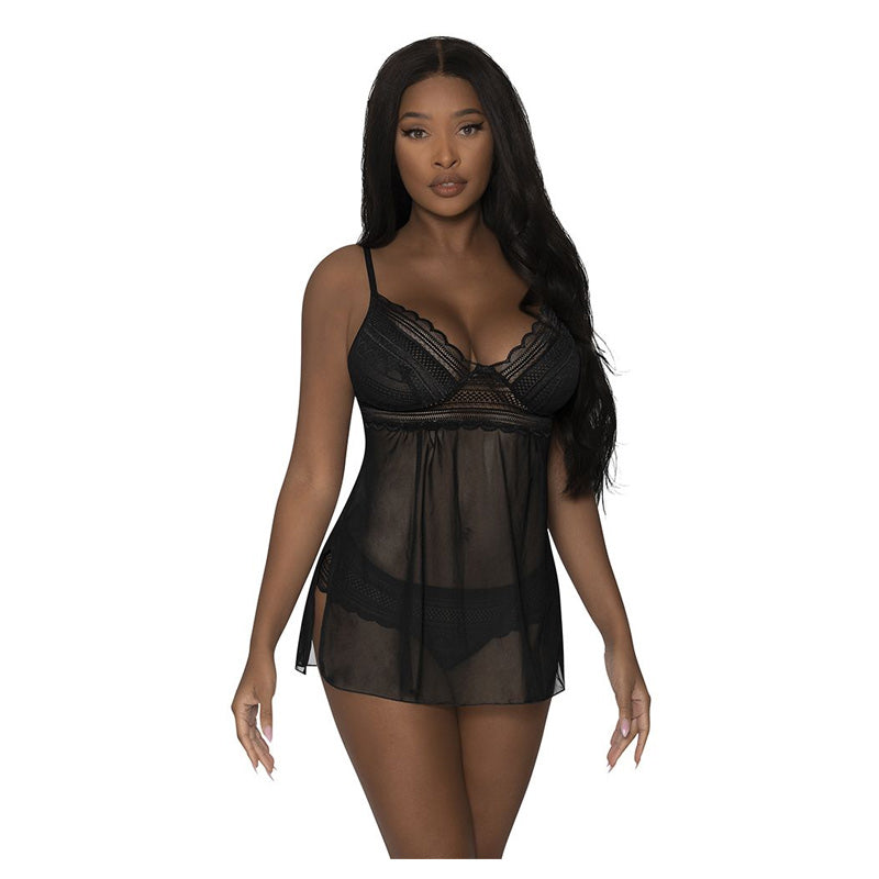 Modern Romance Baby Doll And Split Crotch Tanga