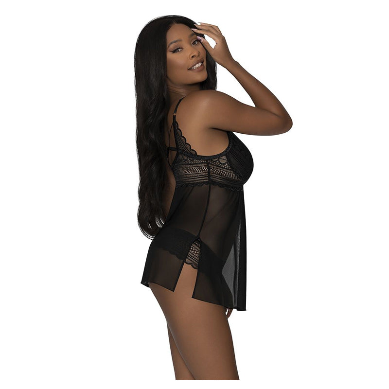 Modern Romance Baby Doll And Split Crotch Tanga