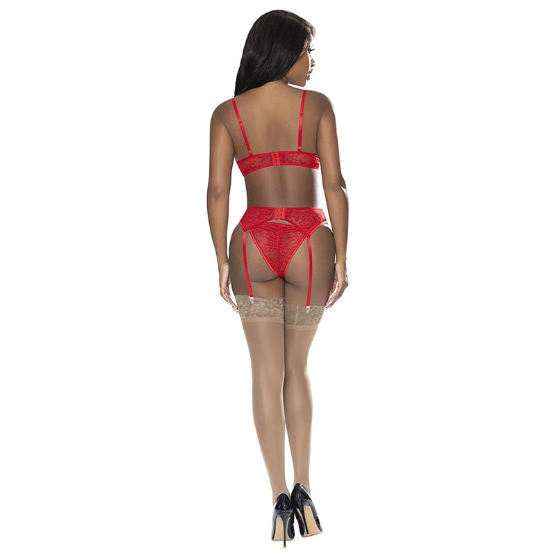 Ooh La Lace Demi Bra, Garter And Tanga Set