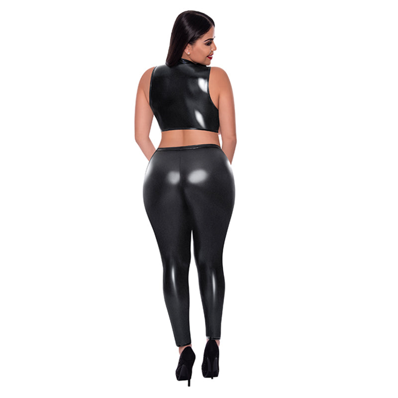 Liquid Onyx Open Vest And Leggings