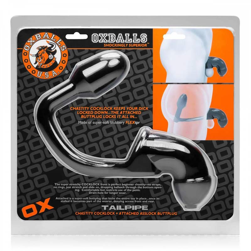 Oxballs Tailpipe Chastity Cock Lock And Attached Butt Plug