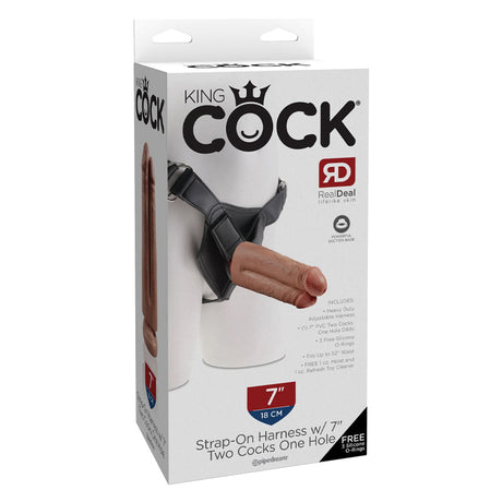 King Cock Strap-On With Two Cocks One Hole 7"