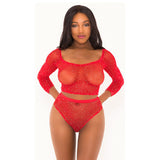Popsi Rhinestone Crop Top With Matching Panty Set