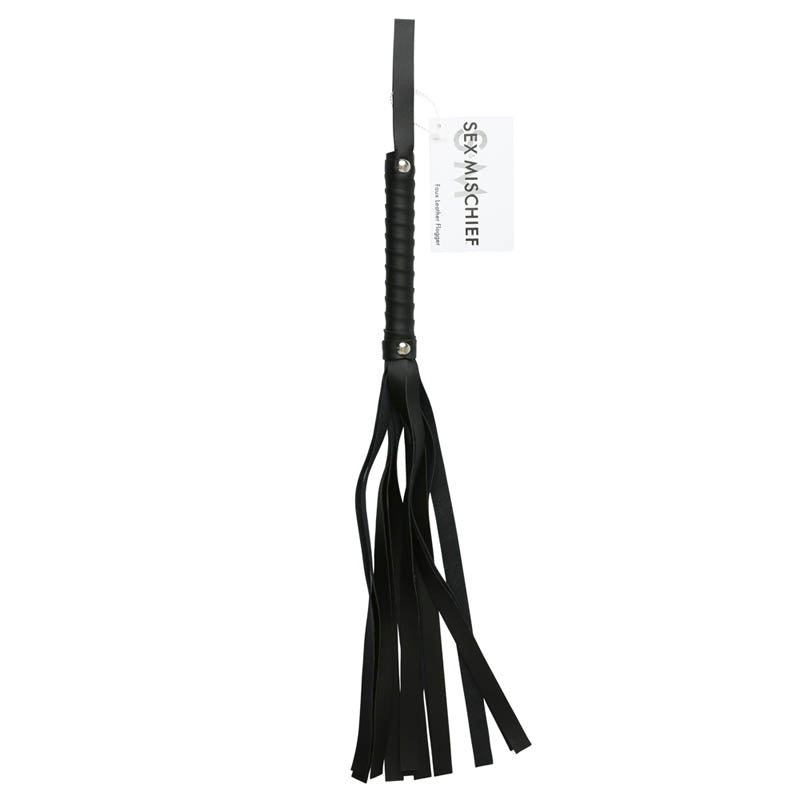 Sex & Mischief Black Faux Leather Flogger