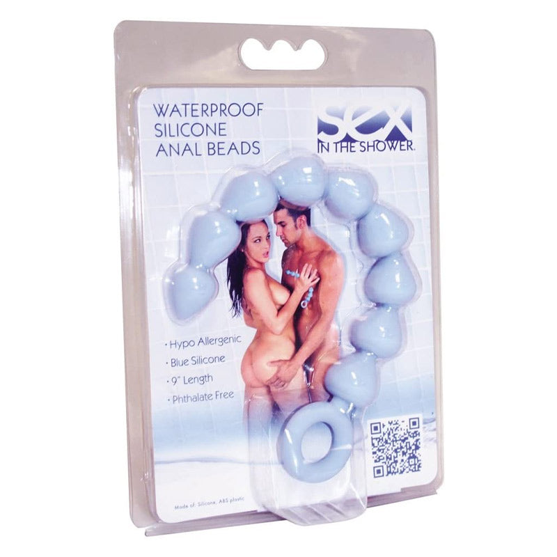 Sex In The Shower Blue Silicone Anal Beads
