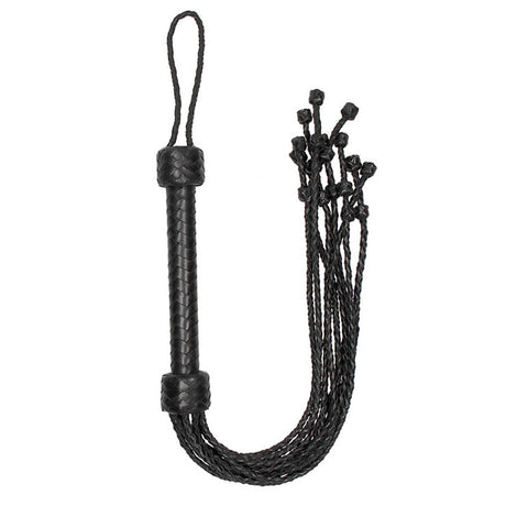 Short Leather Braided Flogger - Black