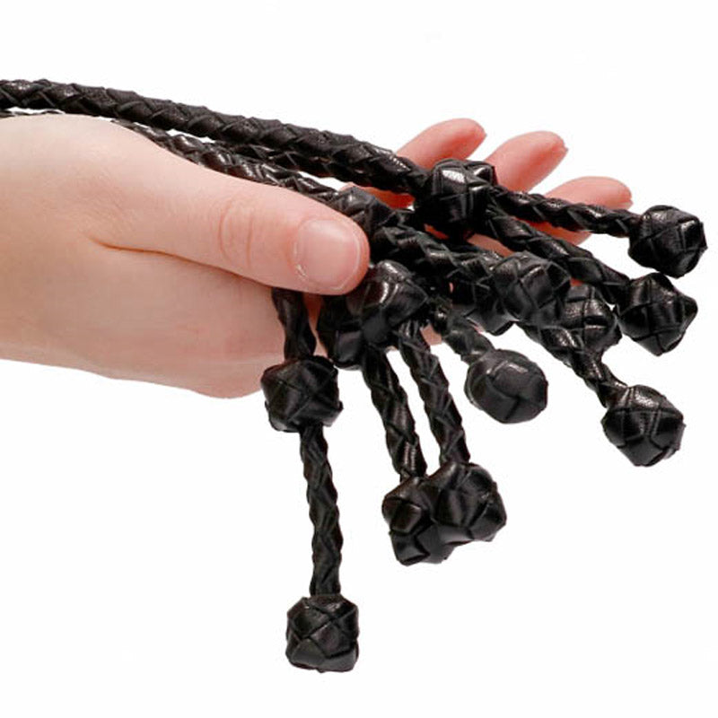 Short Leather Braided Flogger - Black