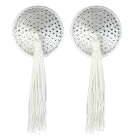 White Satin With White Stone & Tassel Pasties