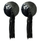 Black Sequin With Black Tassel Pasties