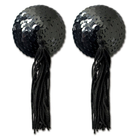 Black Sequin With Black Tassel Pasties