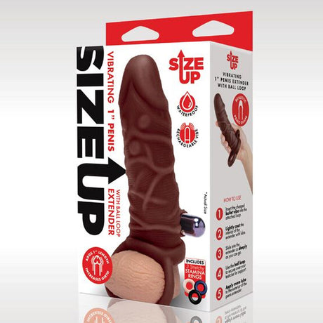 One Inch Vibrating Realistic Penis Extender With Ball Loop