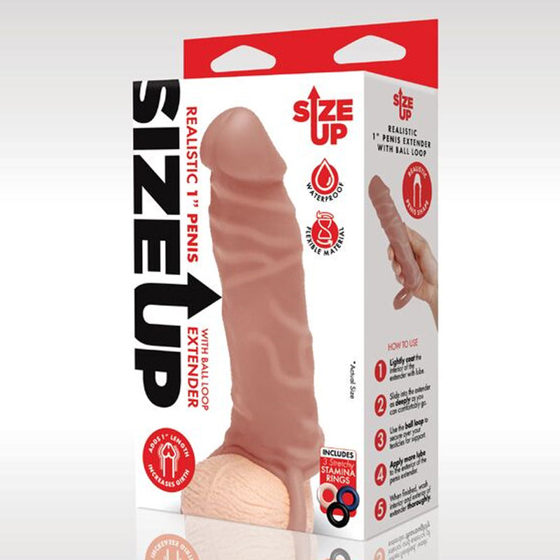 One Inch Realistic Penis Extender With Ball Loop