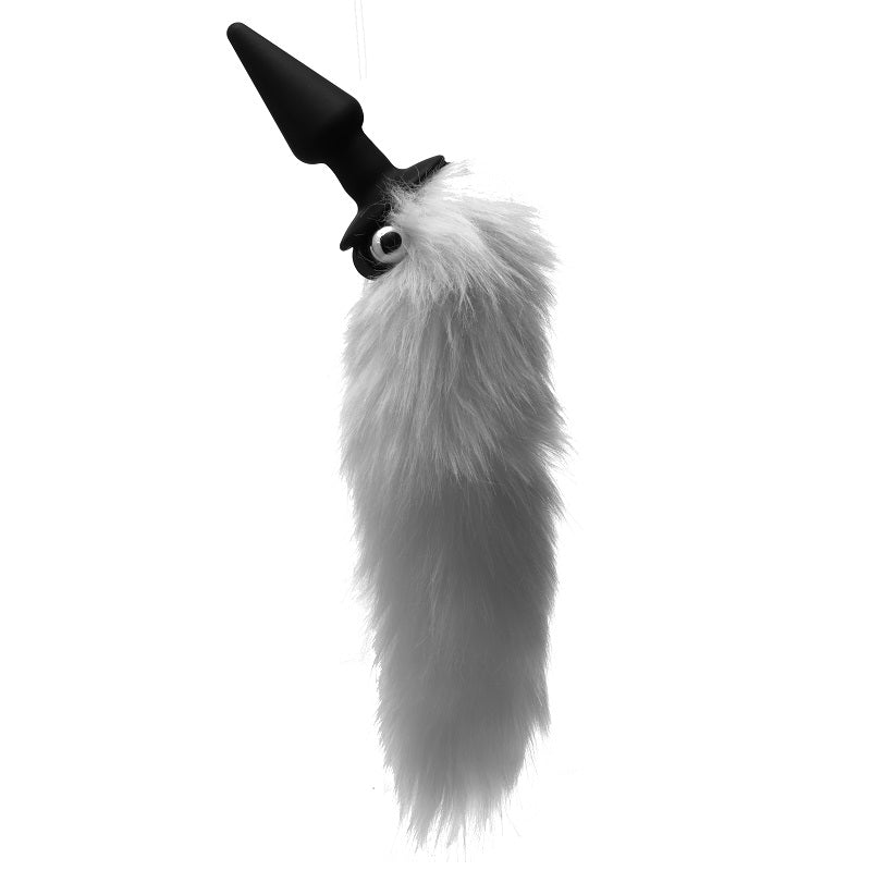 White Fox Tail Vibrating Anal Plug
