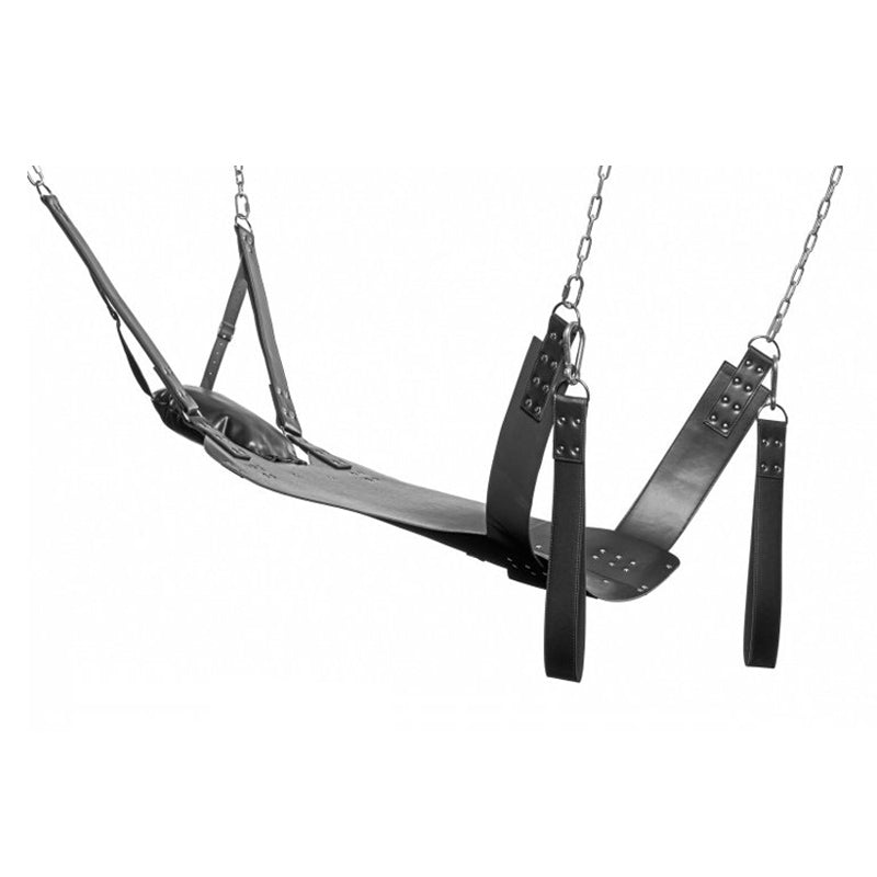 Leather Bondage Swing with Stirrups and Pillow