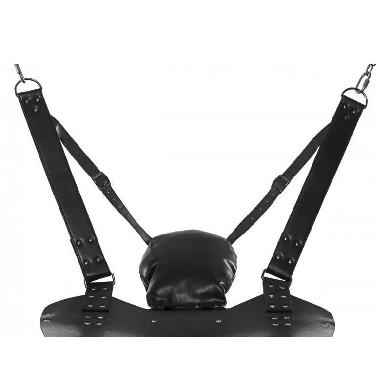 Leather Bondage Swing with Stirrups and Pillow