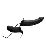 Power Pegger Black Silicone Vibrating Double Dildo with Harness