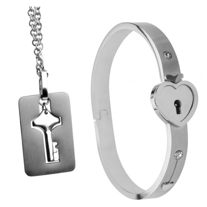 Cuffed Locking Bracelet & Key Necklace